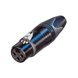 FEMALE 3-PIN LINE CONNECTOR BLACK/ SILVER PINS HAND CRIMP TERMINATION