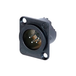 XLR male 4 pin solder terminals & latch with black body and silver pins