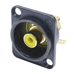 RECESSED RCA SOCKET BLACK SHELL YELLOW INSULATOR