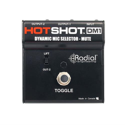 Radial HOTSHOT DM-1 - Mic switcher toggles signal from PA to monitors. For dynamic mics 