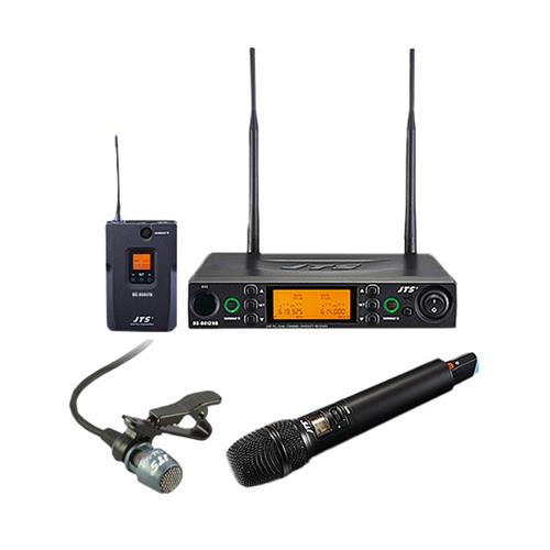 RU8012DB UHF system 2 channel 2 x handheld & 1 x belt pack TX and lapel mic 638-674 MHz