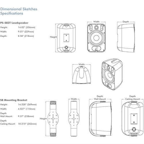 PS-S83T 8in Black Surface Mount Professional Series Sonance