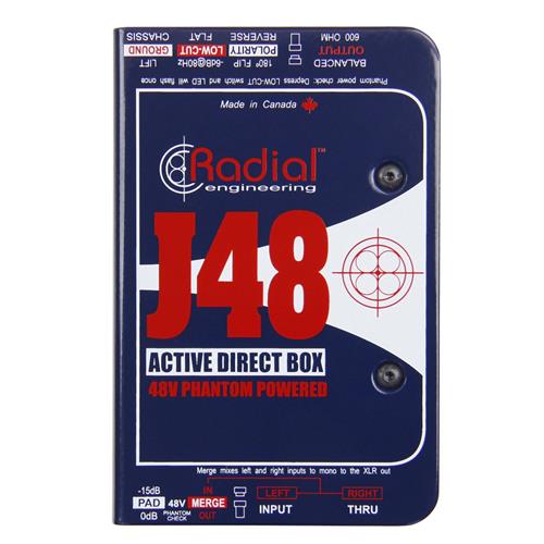 Radial J48 - Active 48V phantom powered direct box with digital switching supply 
