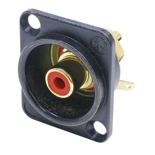 RECESSED RCA SOCKET BLACK SHELL RED INSULATOR