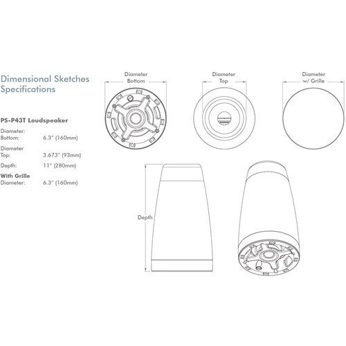 PS-P43T 4in White Pendant Professional Series Sonance